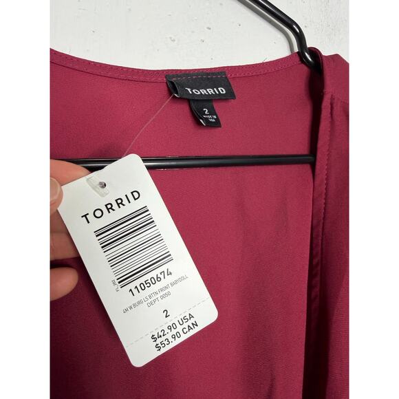 NEW Torrid Sheer Burgundy Babydoll Blouse Size 2X Top - Picture 7 of 7